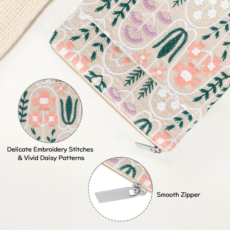 Dadanism Embroidered Daisy Padded Sleeve for All-New Kindle Paperwhite, 7" Kindle Colorsoft Signature Edition, Protective Sleeve Case for 6" Kindle/Kindle Oasis/Kobo E-Reader, Beige Plants - Image 5